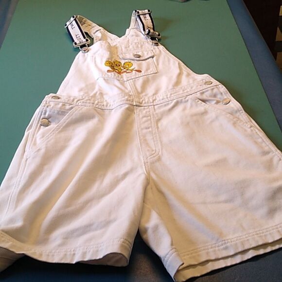 Warner Brothers Tweety Small White Cotton Short Bibs Tweety Suspenders - Picture 2 of 10